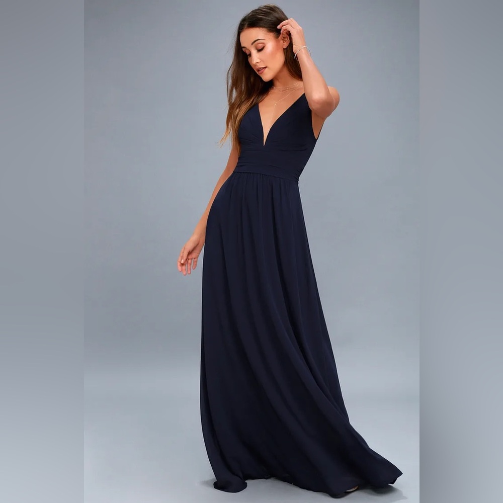 Lulus Leading Role Navy Blue Formal Maxi Dress - Medium